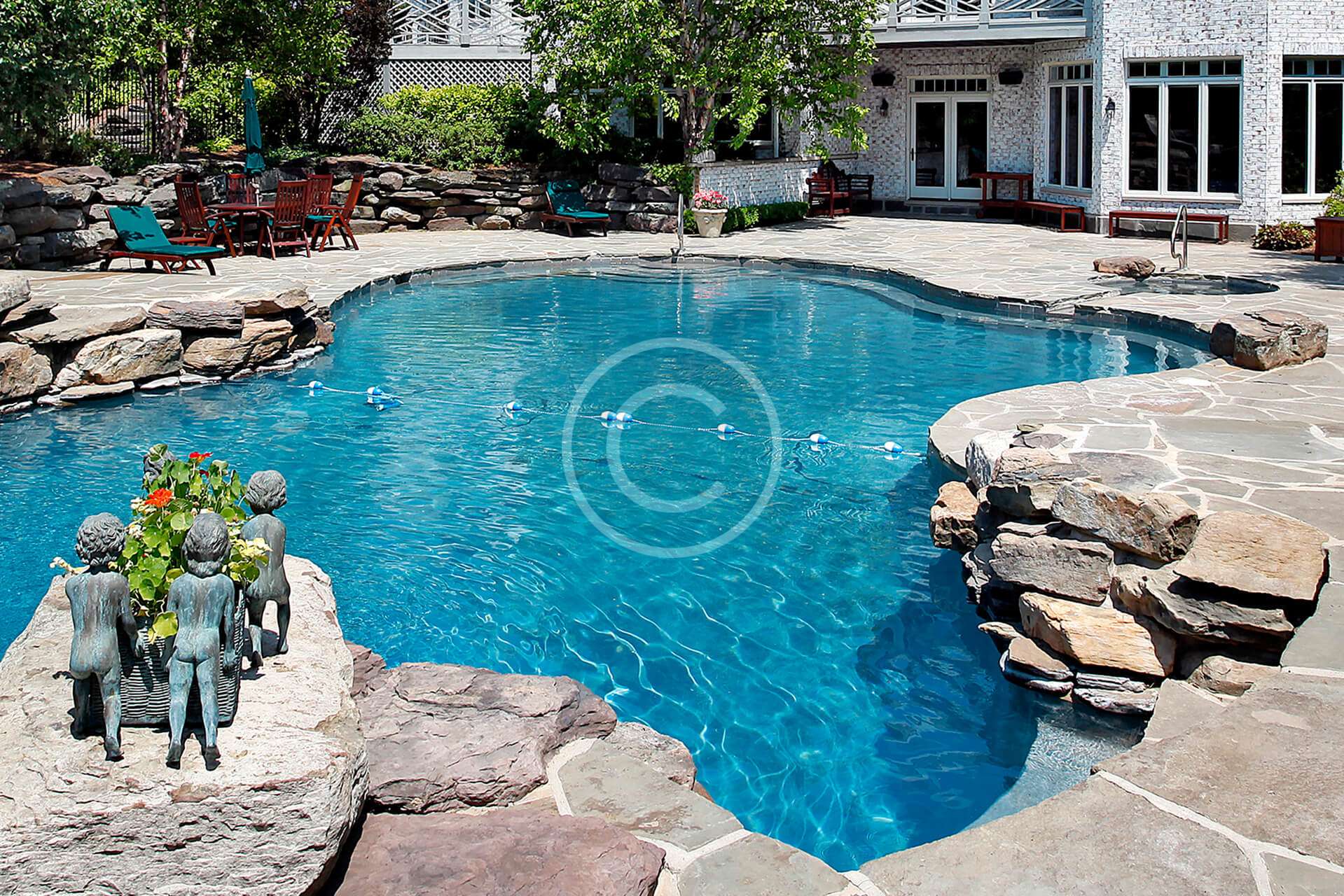Luxury Landscape with a Pool as Pond Imitation